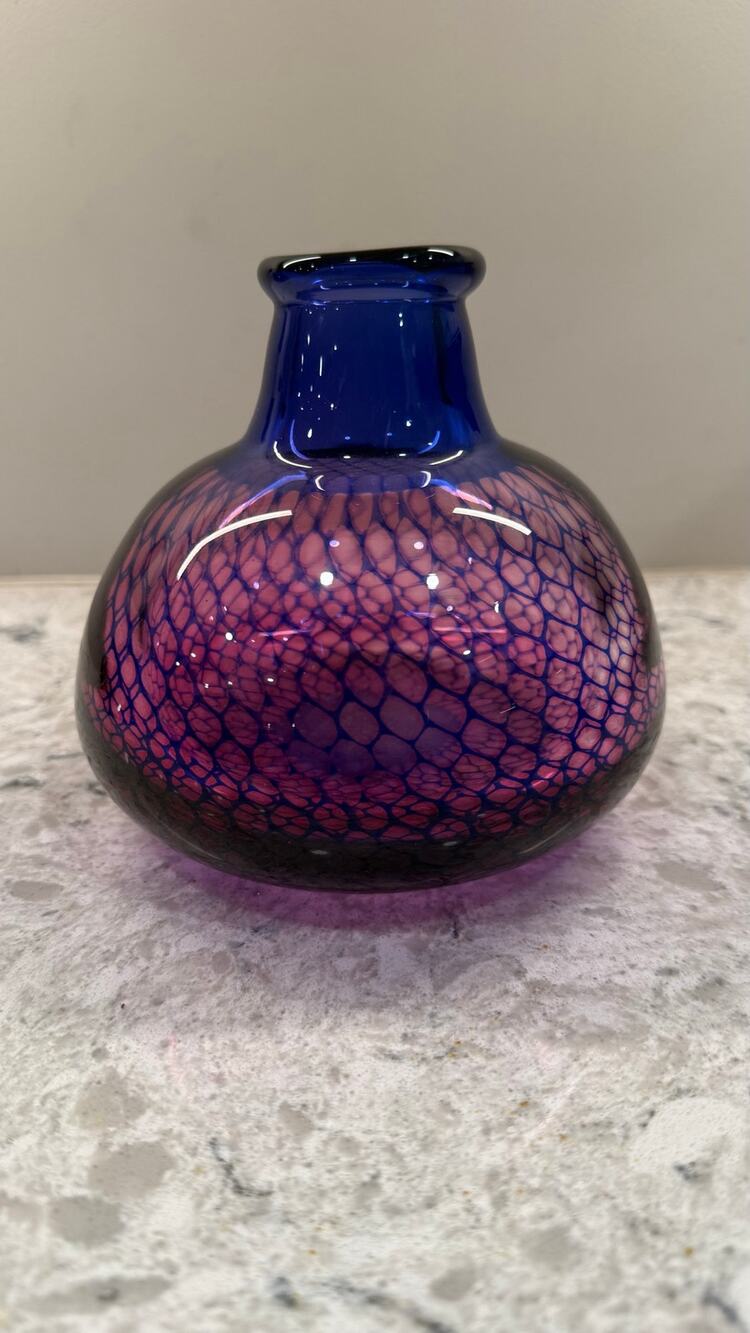 1950s Orrefors Kraka Net Pattern Art Glass Vase by Sven Palmqvist